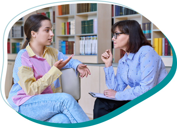 a person talking to another person