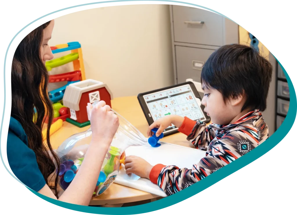 Child and therapist in a guided activity